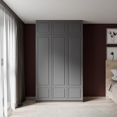 Шкаф с антресолью и фрезерованными фасадами Марс Графит (Оргей+)